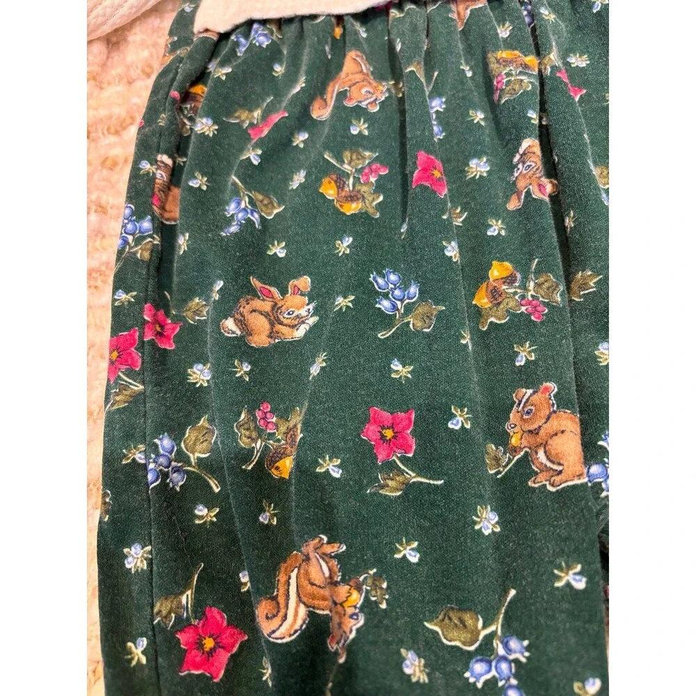 Forest Friends Green Bunny Rabbit Romper VTG Healthtex 6/9 mths floral bubble